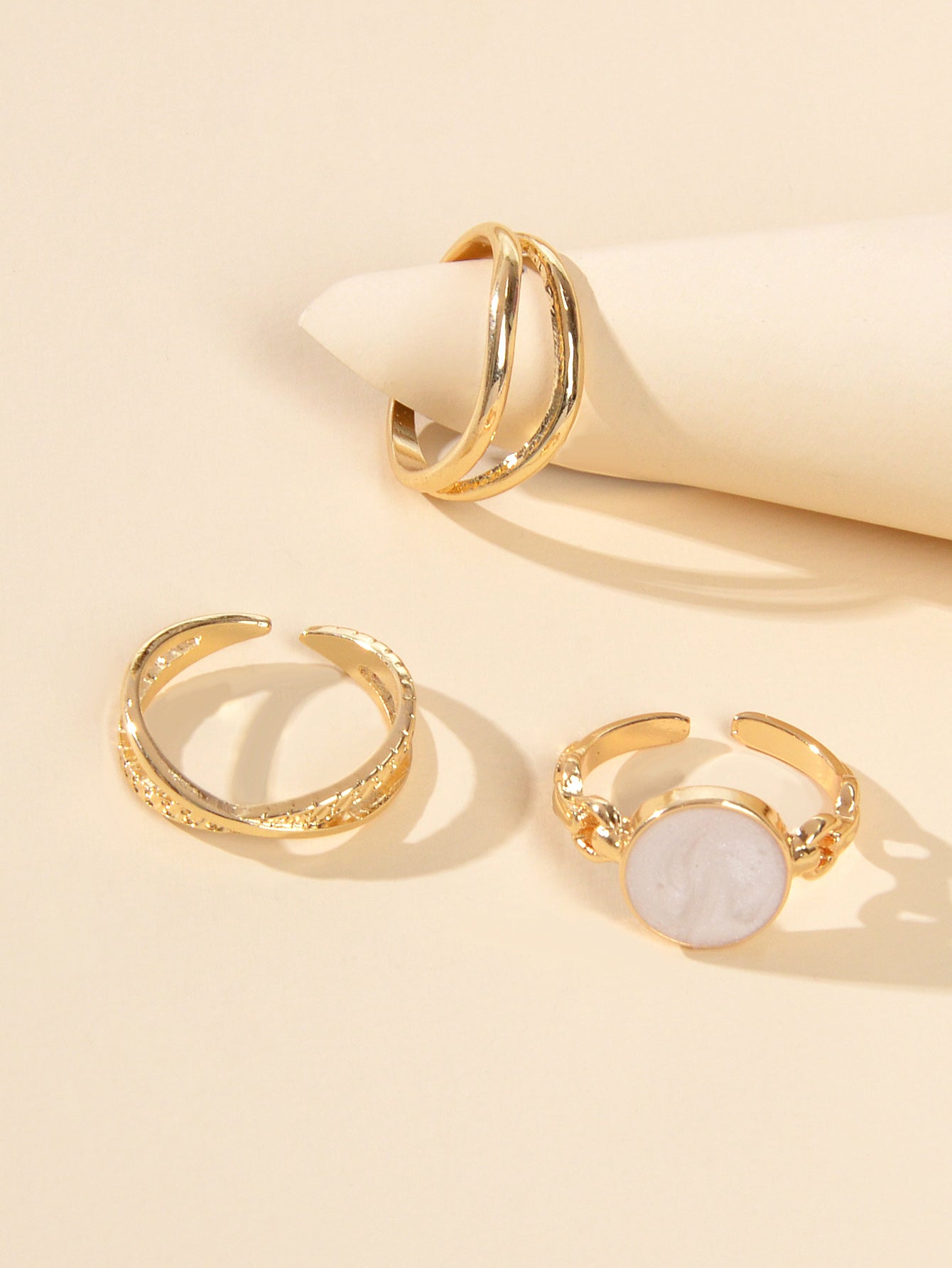 Black and White Stackable Knuckle Rings | 3pcs Midi Finger Ring Set