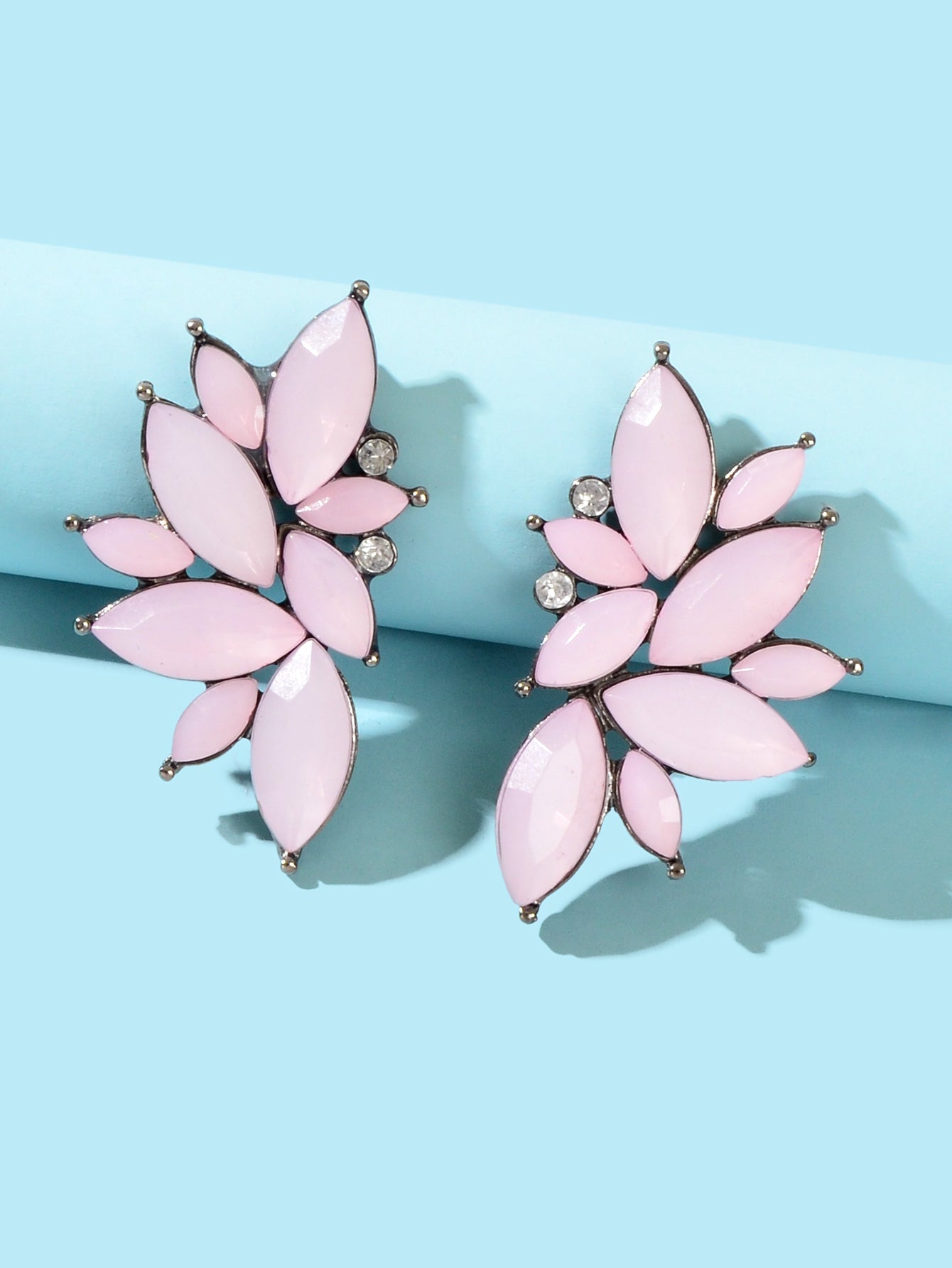 Female Luxurious Jewelry Sparkly Crystal Flower Stud Bridal Engagement Earrings