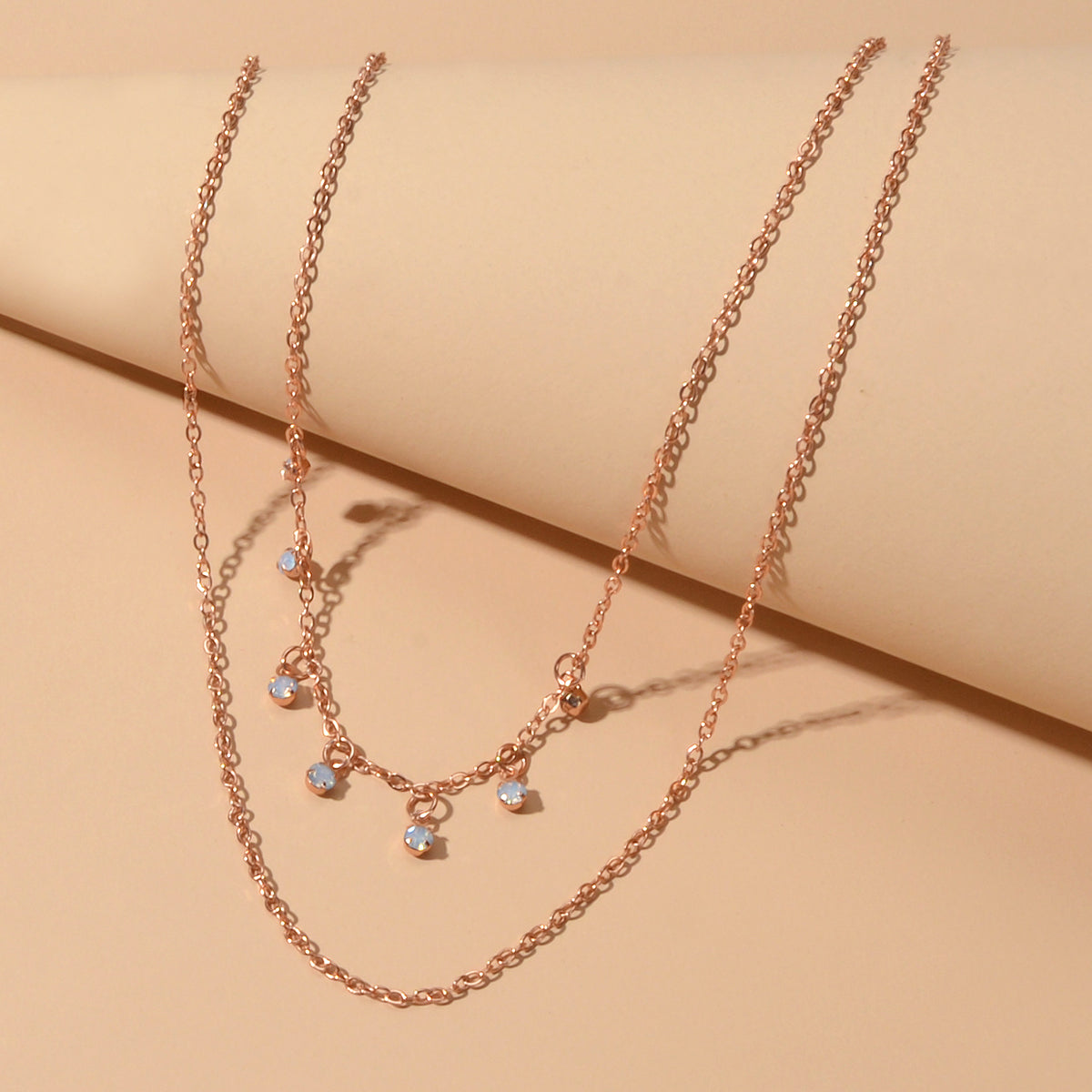 Ladies Jewellery Multi-layer Gold Chain Beads Charm Clavicle Necklace Girls Gift-1