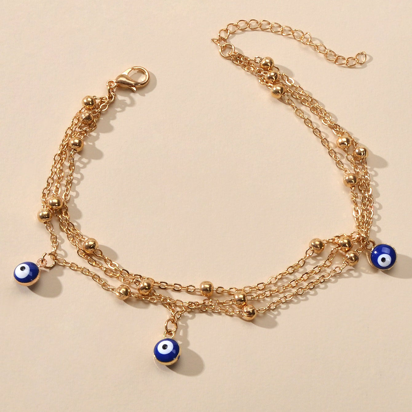 Eye Charm Beads Anklet Adjustable Beach Layered Ankle Gold Foot Chain Jewellery-1