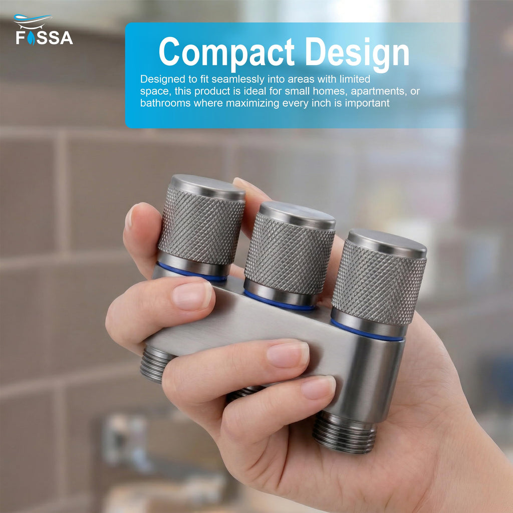 Galaxy 3  Way Grey  Stainless Steel Laundry Angle Valve Without Nozzle-2