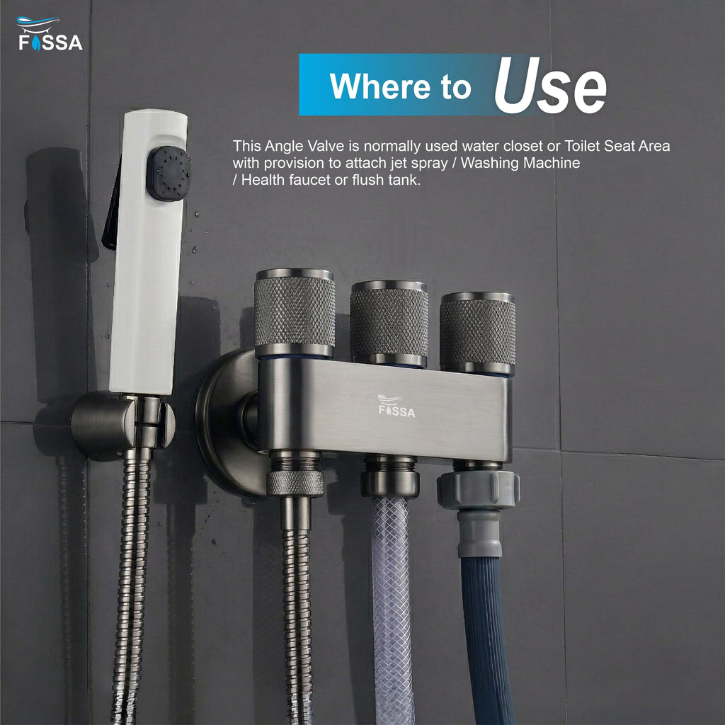 Galaxy 3  Way Grey  Stainless Steel Laundry Angle Valve Without Nozzle-3