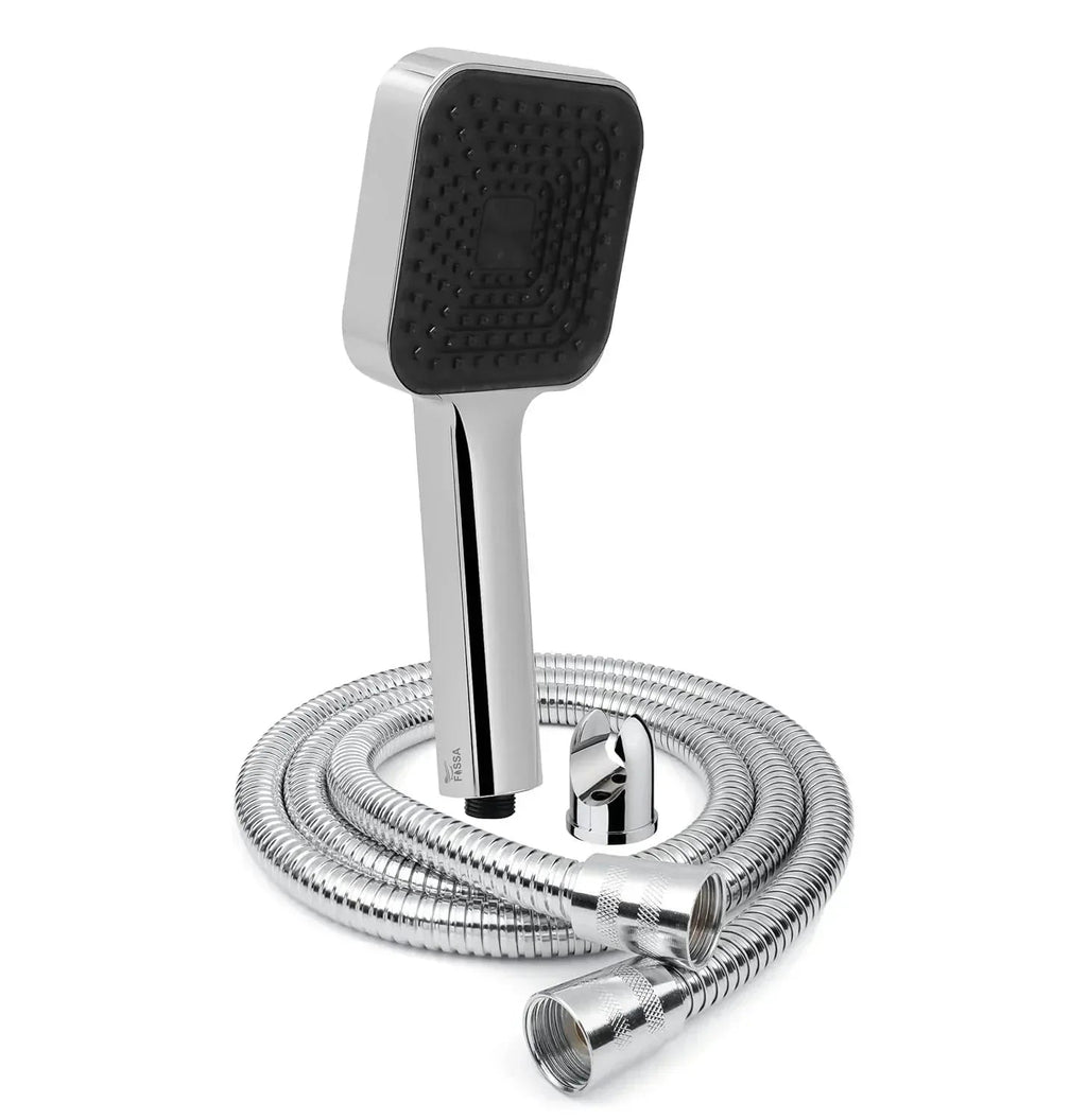 Alpha Wave Chrome Finish Hand Shower With 1.5 Meter Hose Pipe & Hook-0