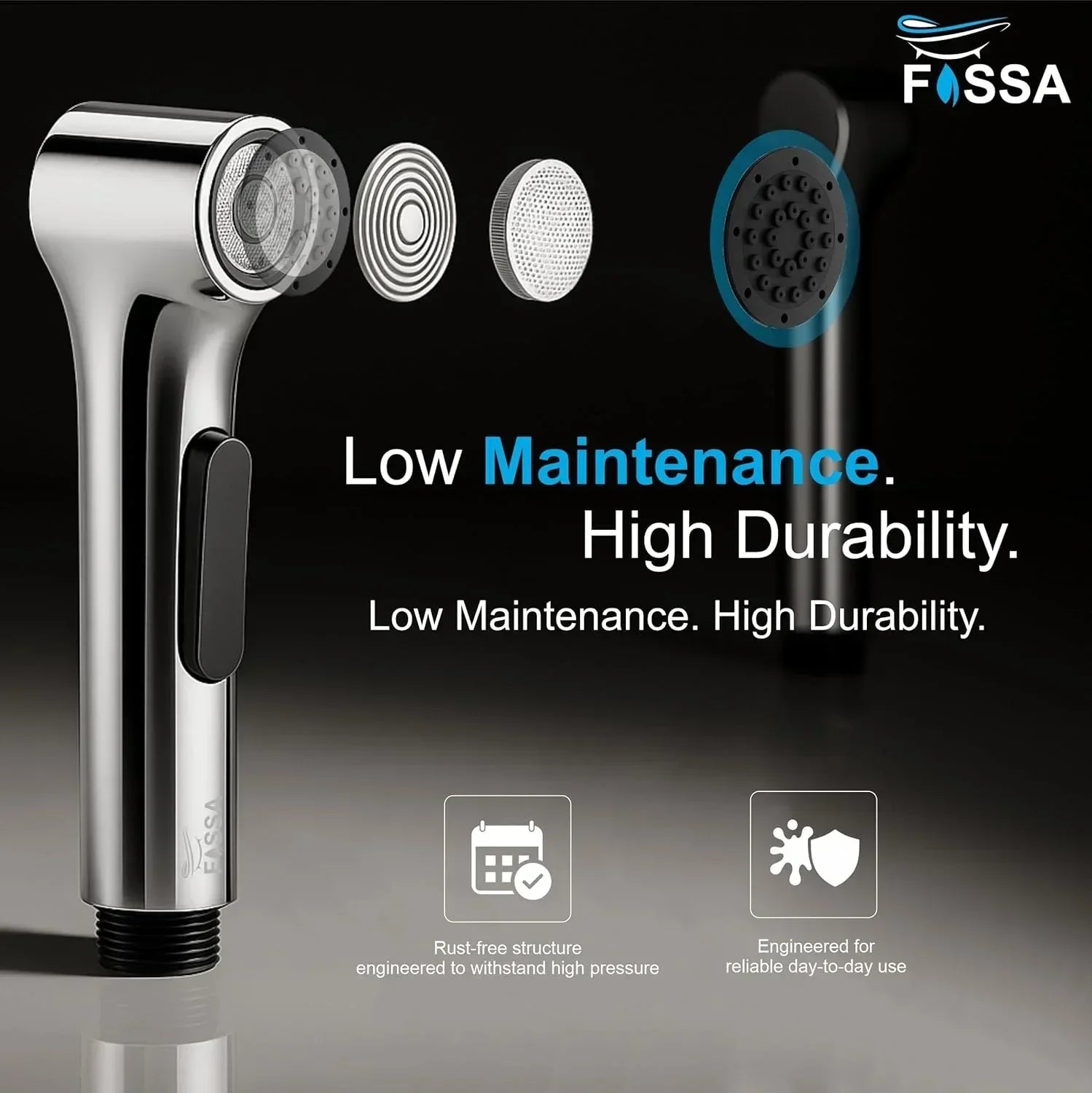 Aqua Silver ABS Health Faucet with 1 Meter 304-Grade SS Hose Pipe & Hook-2