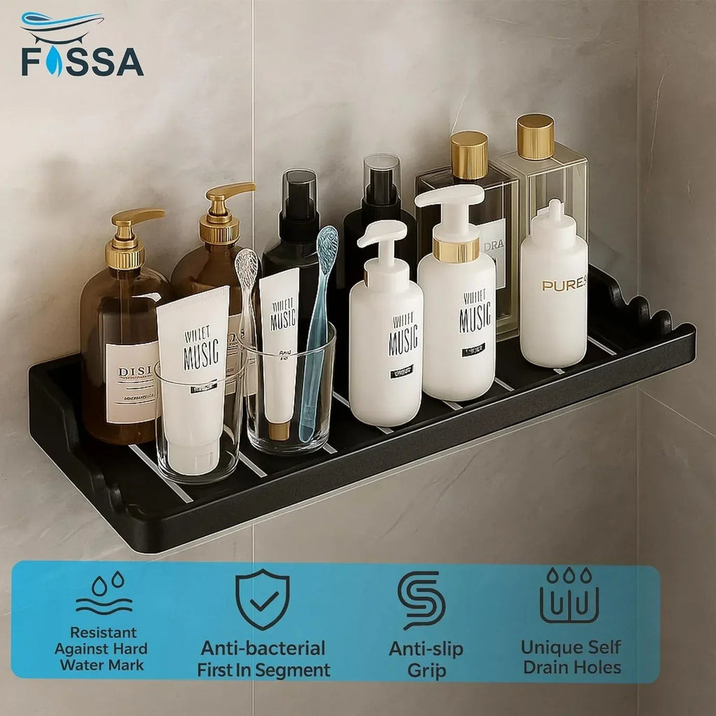 Classic Ceramic Wall Mounted Shelf Rack –  Black (Glossy Finish) (RB-129)-2