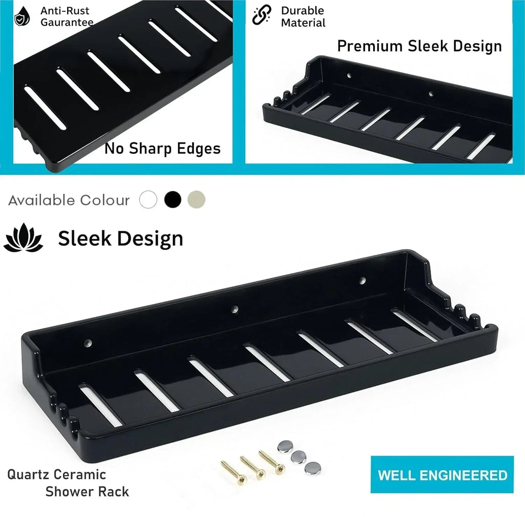 Classic Ceramic Wall Mounted Shelf Rack –  Black (Glossy Finish) (RB-129)-3