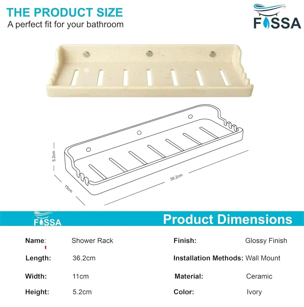 Classic Ceramic Wall Mounted Shelf Rack –  Ivory (Glossy Finish) (RM-129)-1