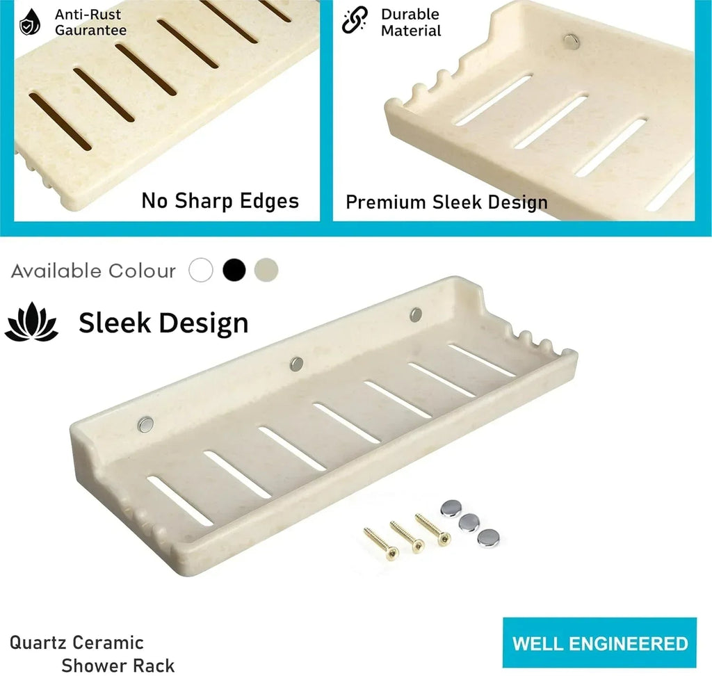 Classic Ceramic Wall Mounted Shelf Rack –  Ivory (Glossy Finish) (RM-129)-2