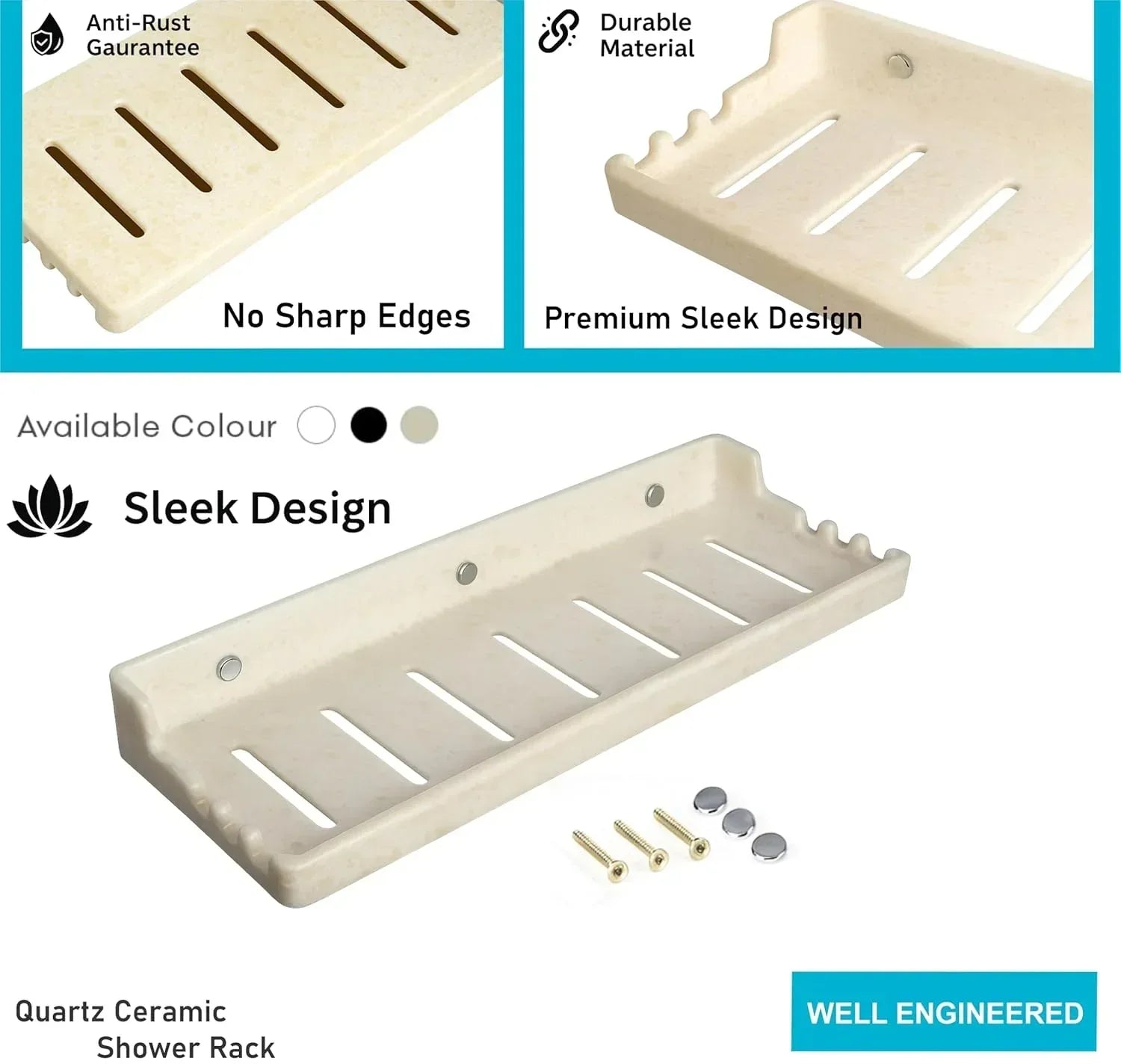 Classic Ceramic Wall Mounted Shelf Rack –  Ivory (Glossy Finish) (RM-129)-2