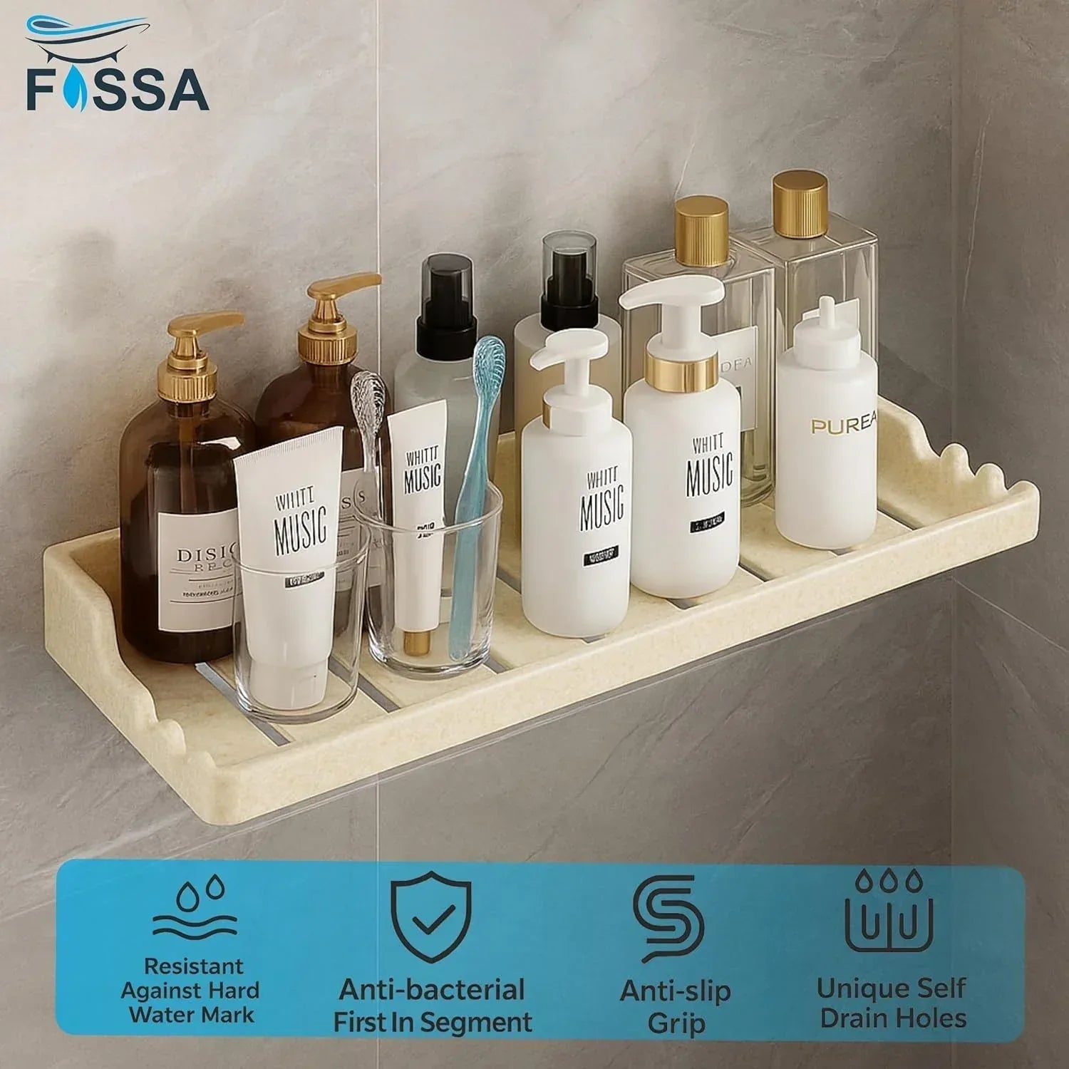 Classic Ceramic Wall Mounted Shelf Rack –  Ivory (Glossy Finish) (RM-129)-3