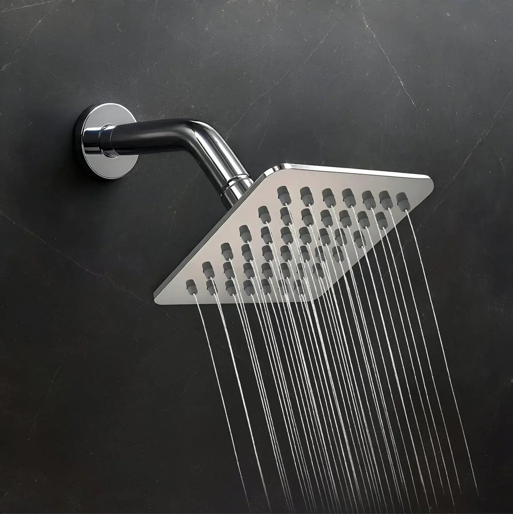Colva (4x4 Inches) 304- Grade Stainless Steel Chrome Finish Overhead Shower With Arm (9 Inch)-0