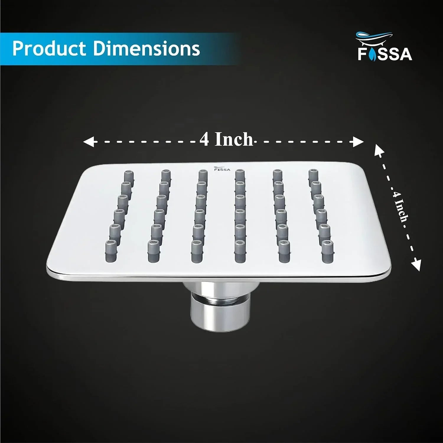 Colva (4x4 Inches) 304- Grade Stainless Steel Chrome Finish Overhead Shower With Arm (9 Inch)-1
