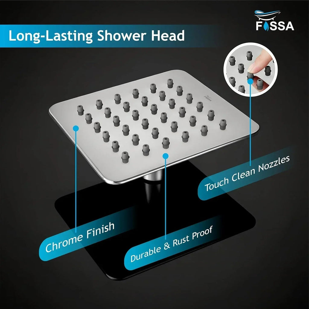 Colva (4x4 Inches) 304- Grade Stainless Steel Chrome Finish Overhead Shower With Arm (9 Inch)-2