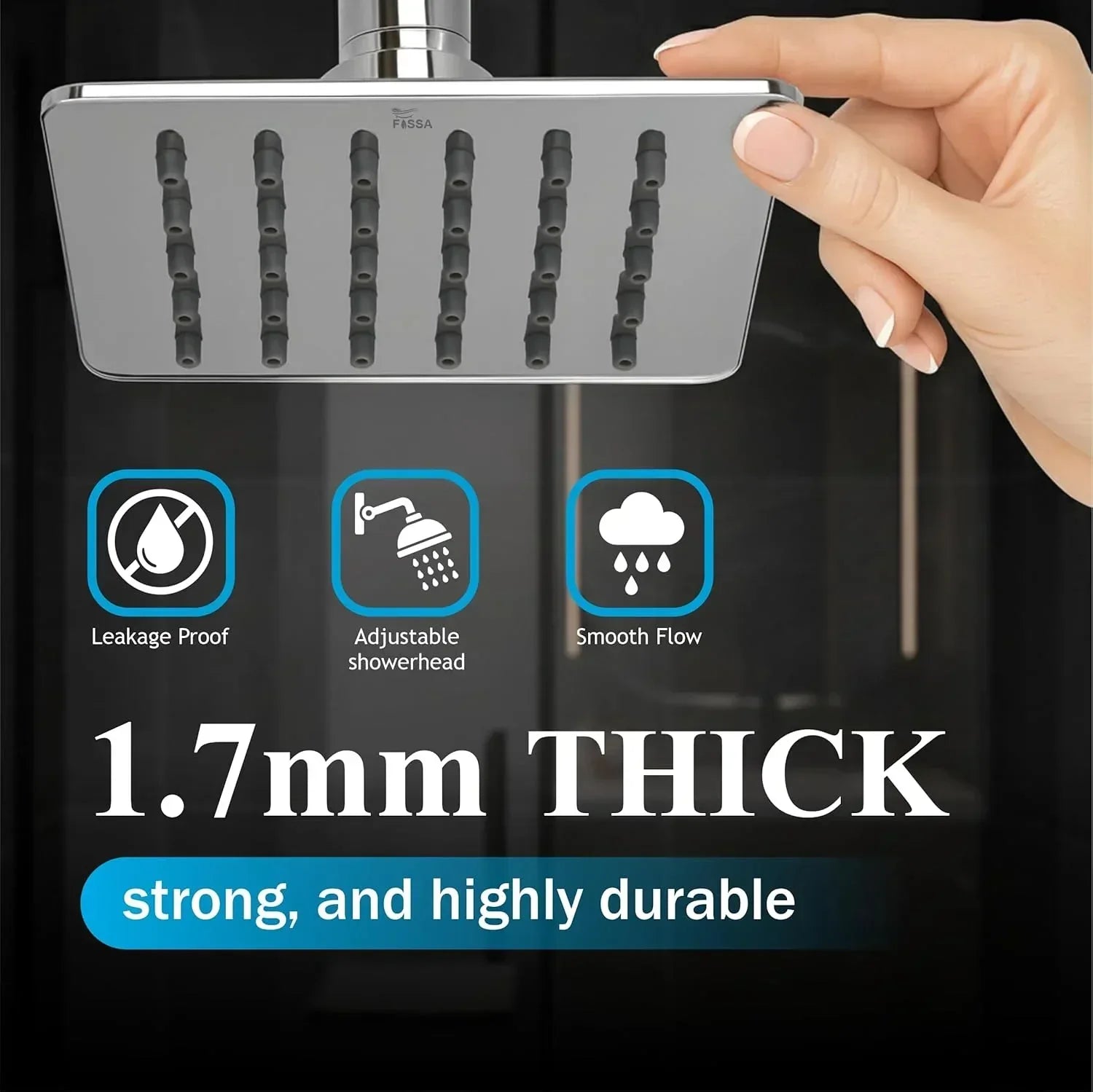 Colva (4x4 Inches) 304- Grade Stainless Steel Chrome Finish Overhead Shower With Arm (9 Inch)-3
