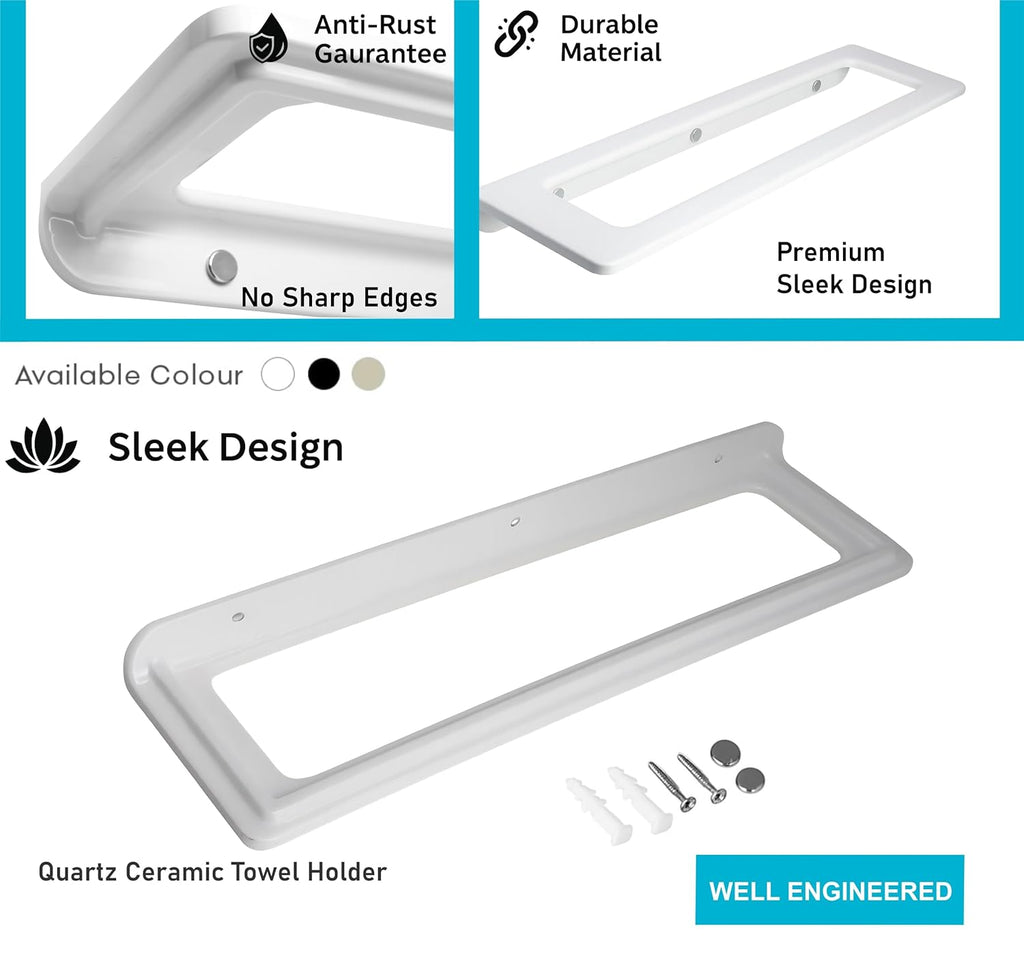 Ceramic Wall Mounted Towel Shelf White Quartz (RW-126)-3