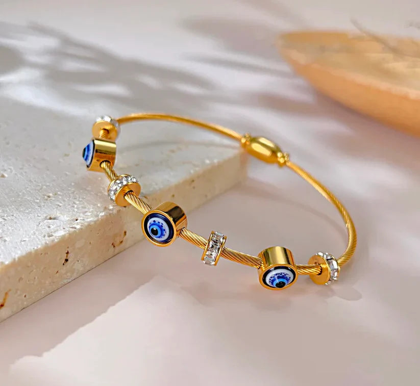 Golden Evil Eye Cable Bracelet-1