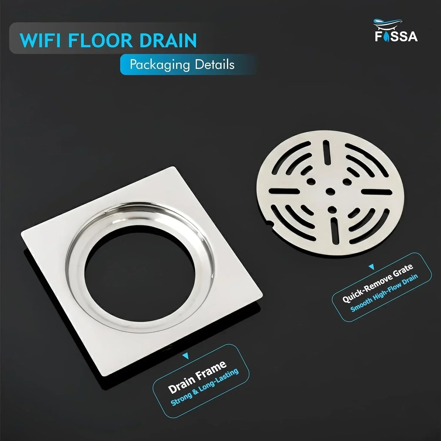 Wifi Floor Drain (5 x 5 Inches) Premium Stainlees Steel-4