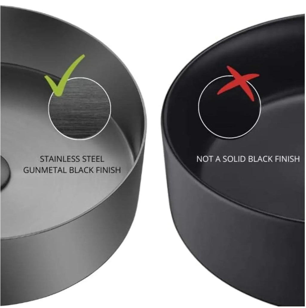 Wash Basin 304  (15x15x4) Inch Black Stainless Steel Table Top For Bathroom-2