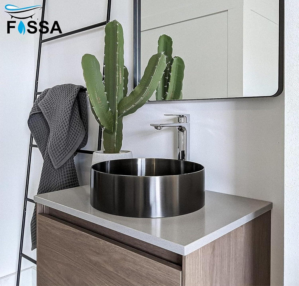 Wash Basin 304  (15x15x4) Inch Black Stainless Steel Table Top For Bathroom-3