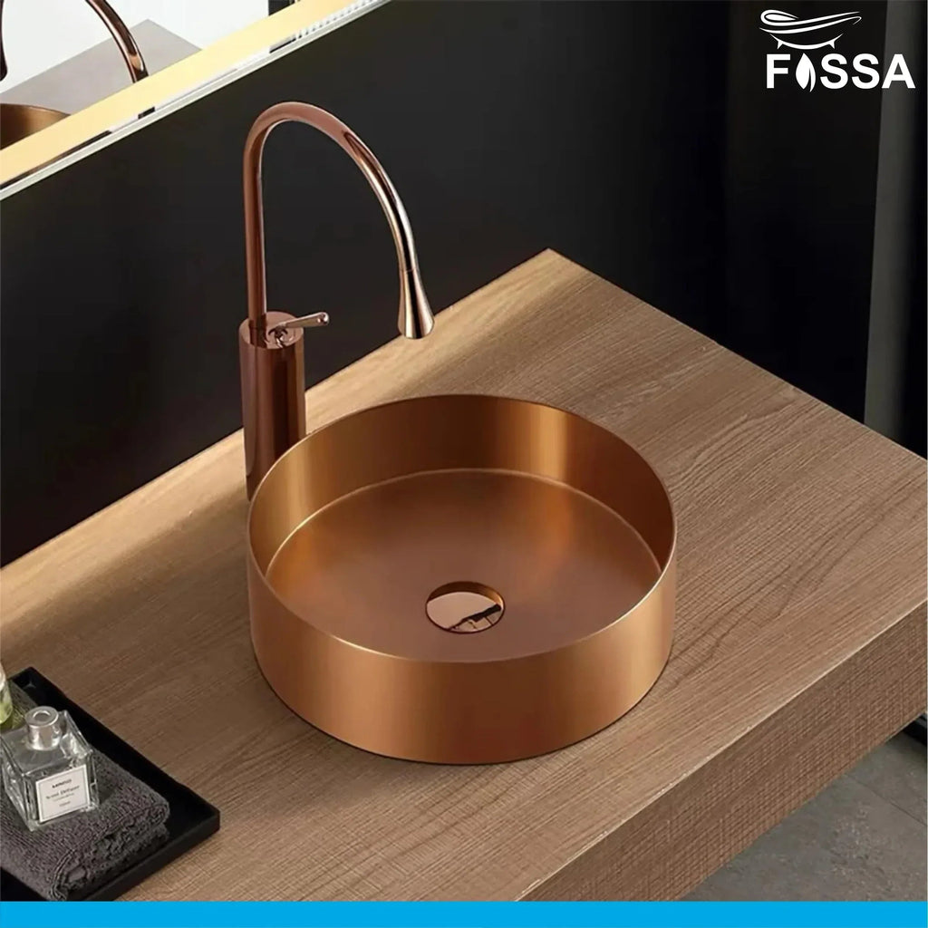 Wash Basin 304 15x15x4 Inch Rose Gold Stainless Steel Table Top For Bathroom-3