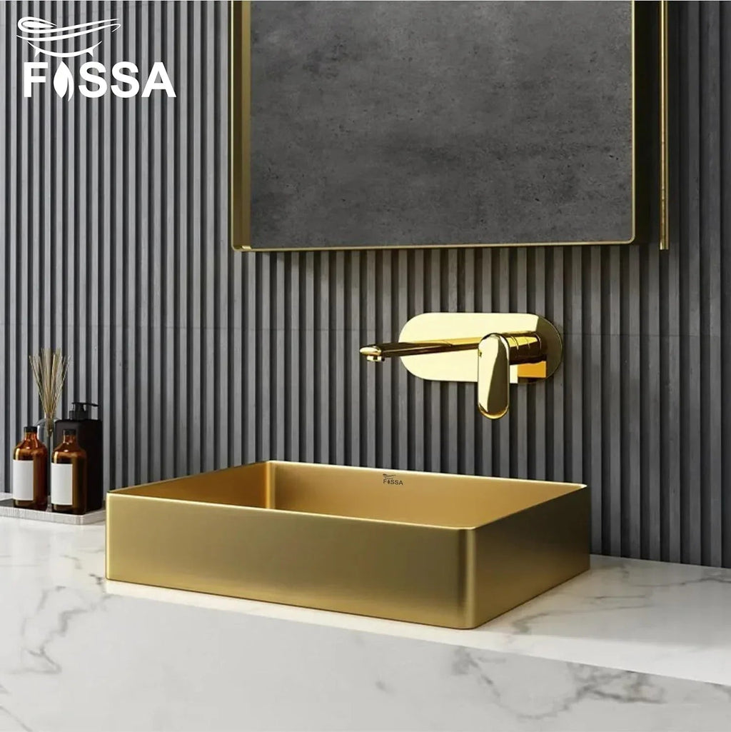 Wash Basin 304 Luxury (18.5x14x04) Inch Gold Stainless Steel Wash Basin Table Top For Bathroom-2
