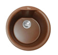 Quartz Kitchen Sink Single Bowl Round Brown(18×18x8 Inches) – 10-Year Warranty