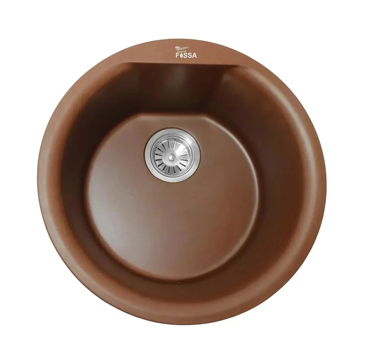 Quartz Kitchen Sink Single Bowl Round Brown(18×18x8 Inches) – 10-Year Warranty