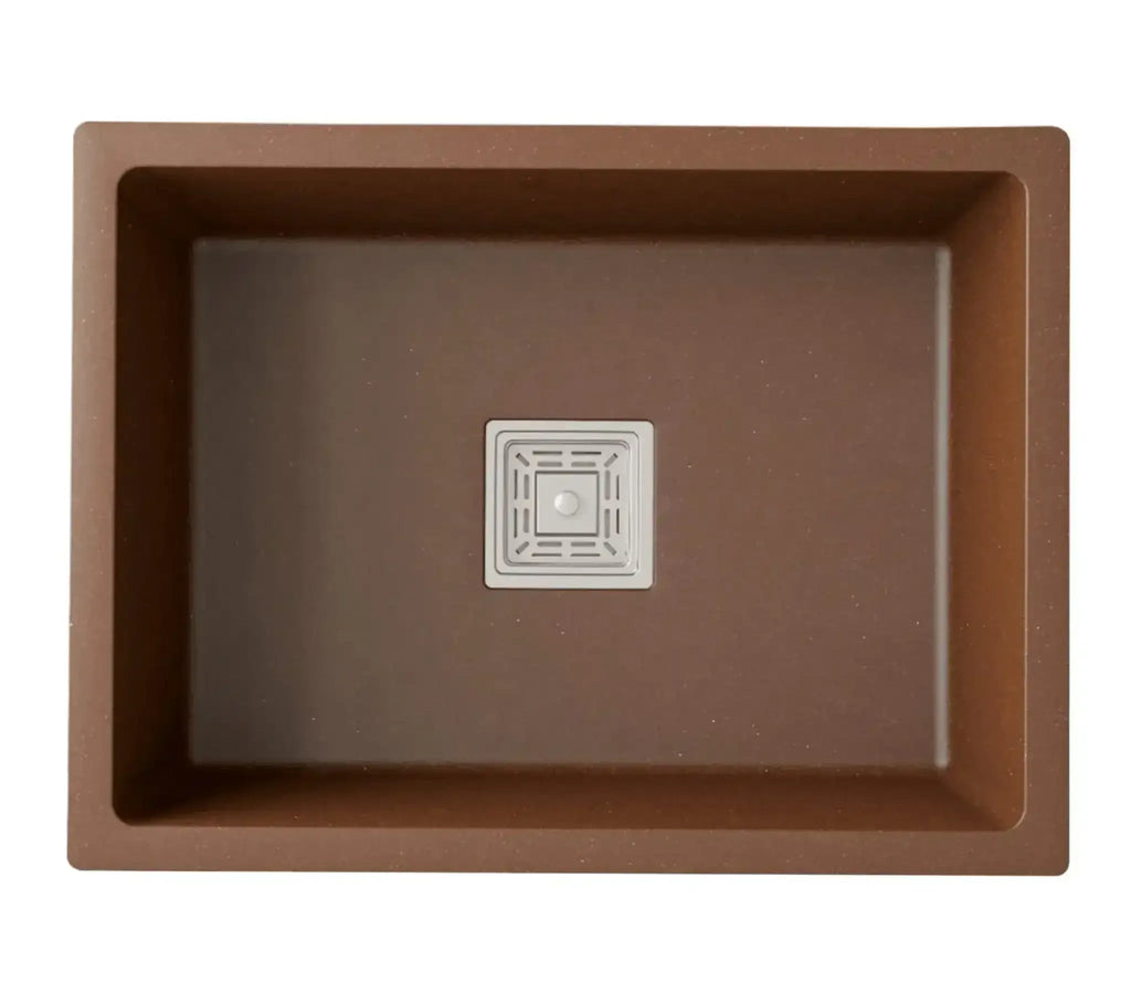Quartz Kitchen Sink Single Bowl Brown (24×18x9 Inches) – 10-Year Warranty