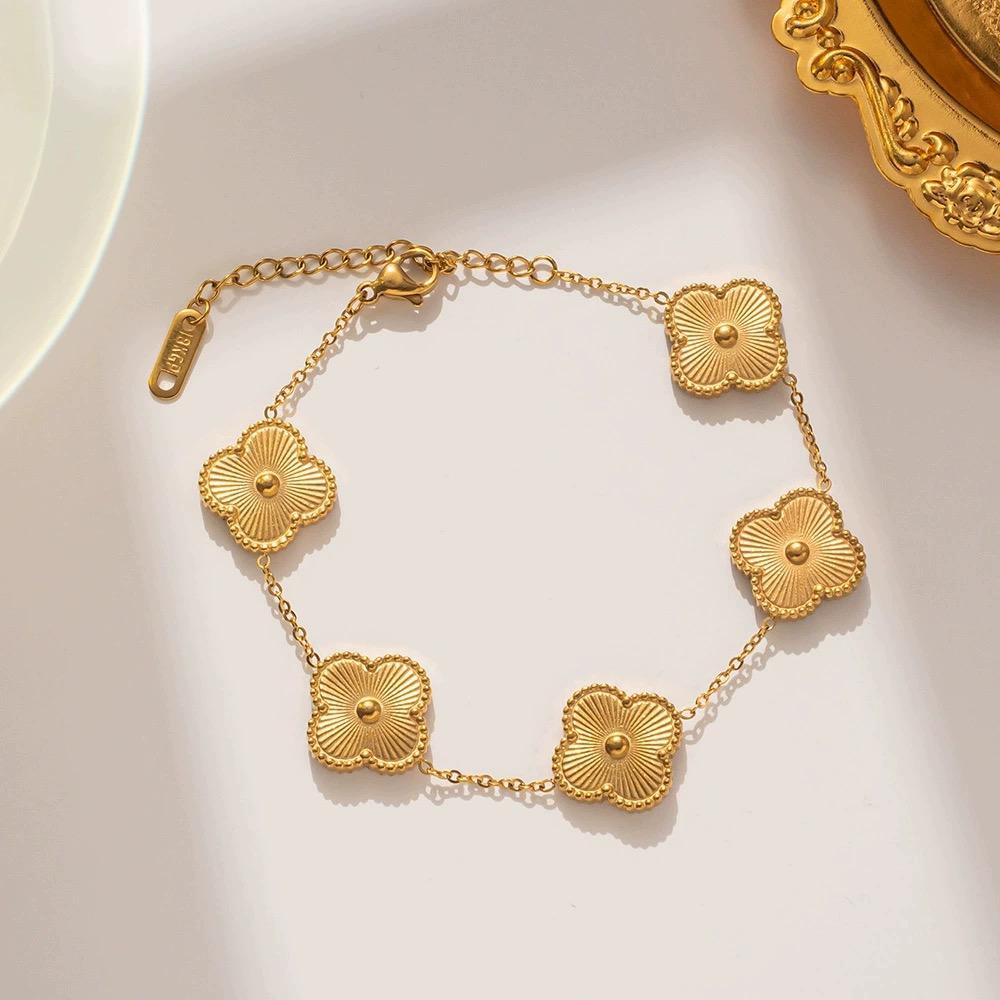 Golden Clover Flower Bracelet.-1