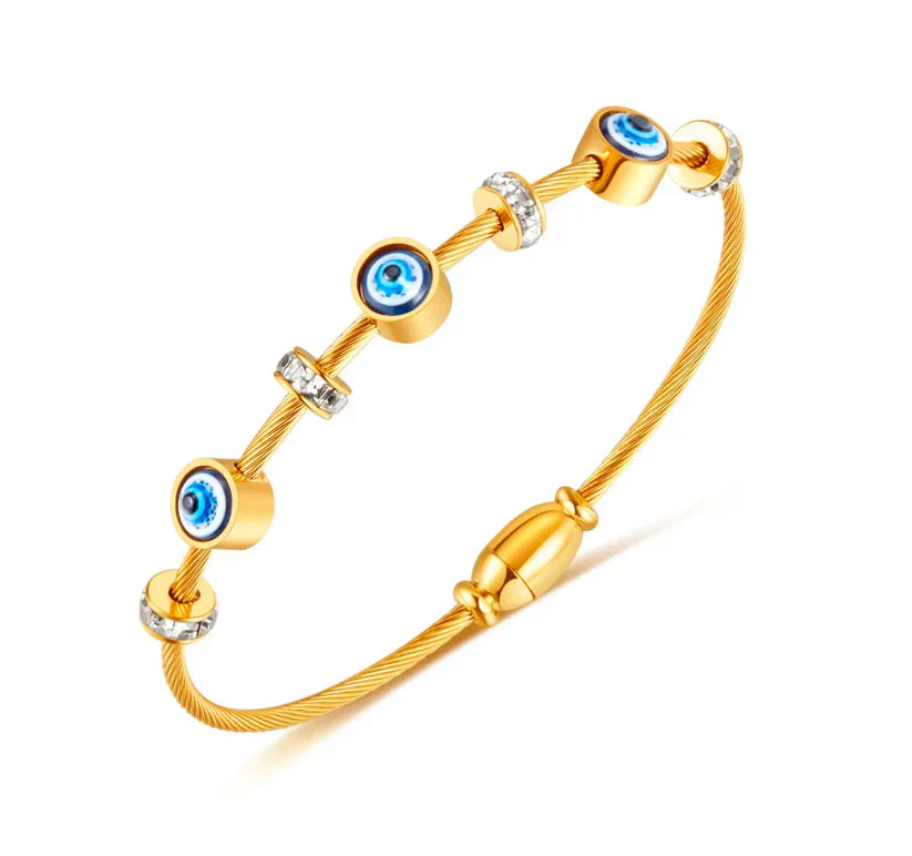 Golden Evil Eye Cable Bracelet-0