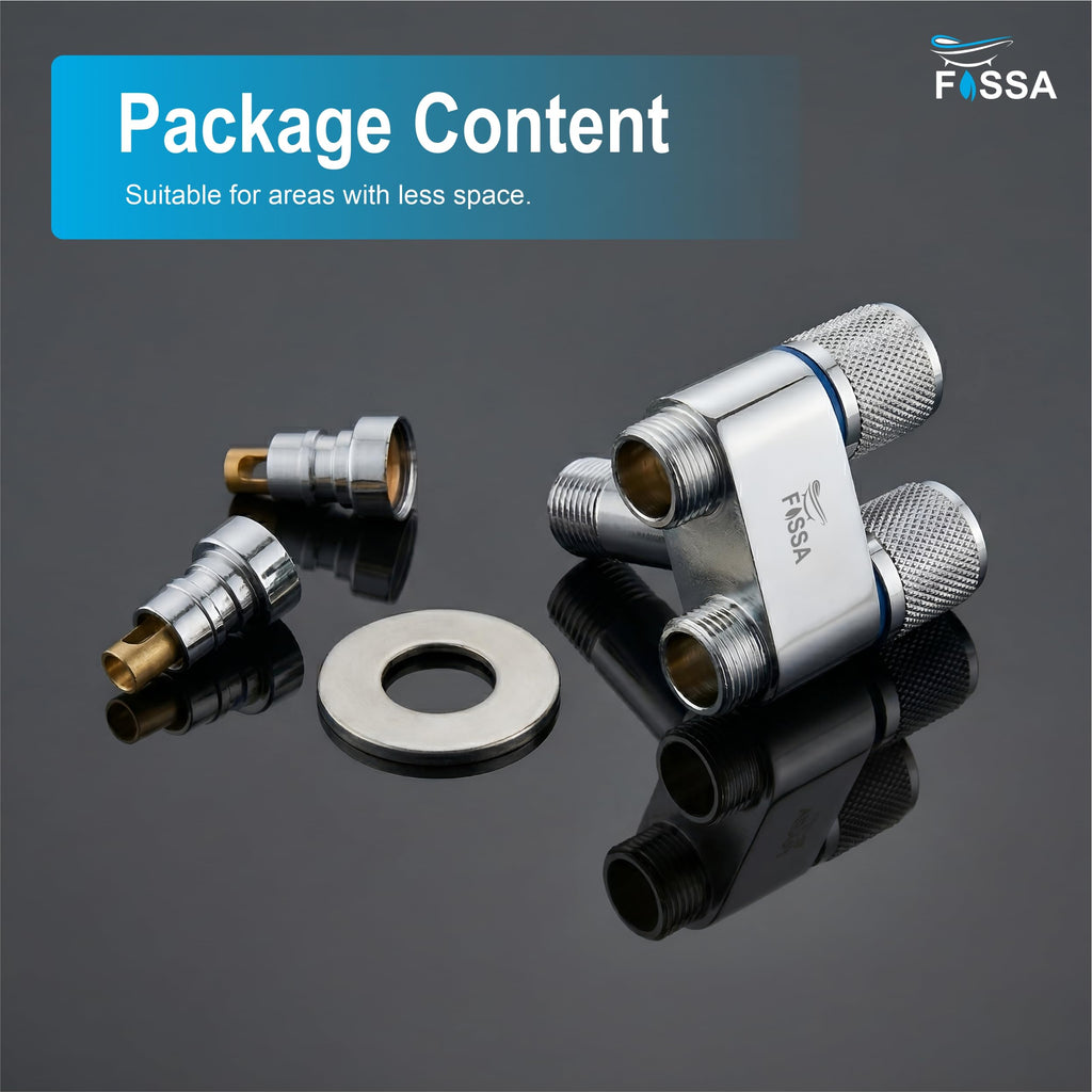 2 Way Galaxy Silver SS Washing Machine Angle Valve with Nozzle-2