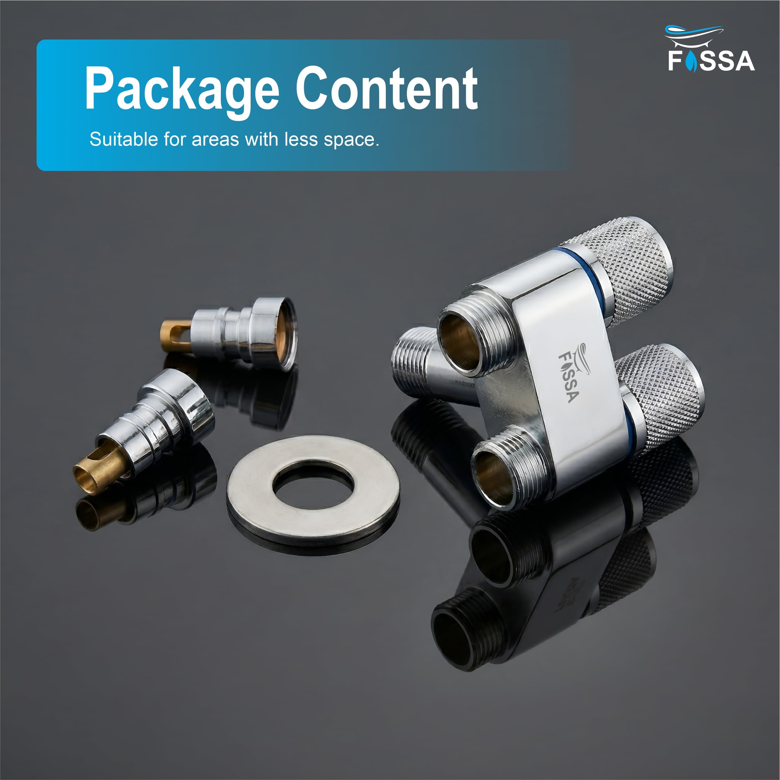 2 Way Galaxy Silver SS Washing Machine Angle Valve with Nozzle-2