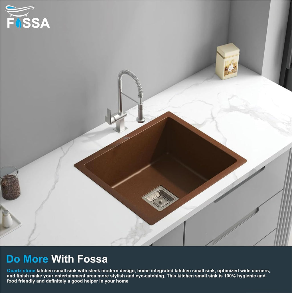Quartz Kitchen Sink Single Bowl Brown (24×18x9 Inches) – 10-Year Warranty