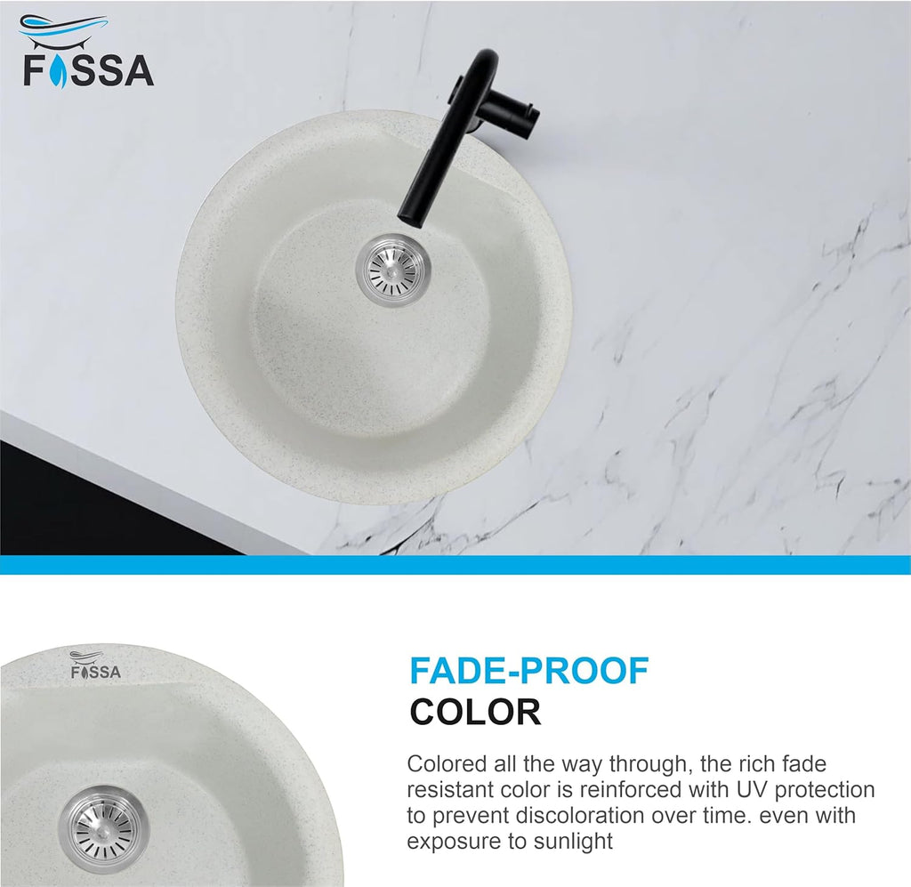 Quartz Kitchen Sink Single Bowl Grey Stone (18x18x08 Inches) – 10-Year Warranty-3