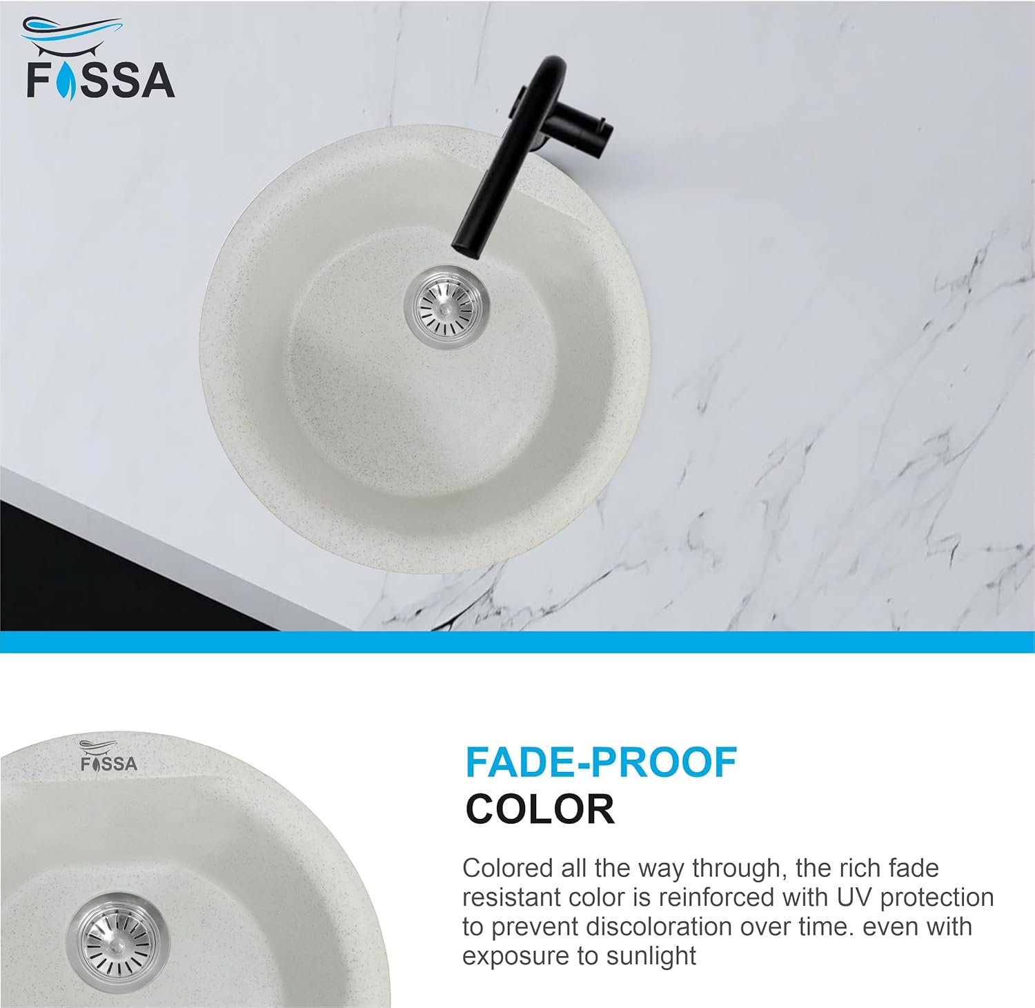 Quartz Kitchen Sink Single Bowl Grey Stone (18x18x08 Inches) – 10-Year Warranty-3