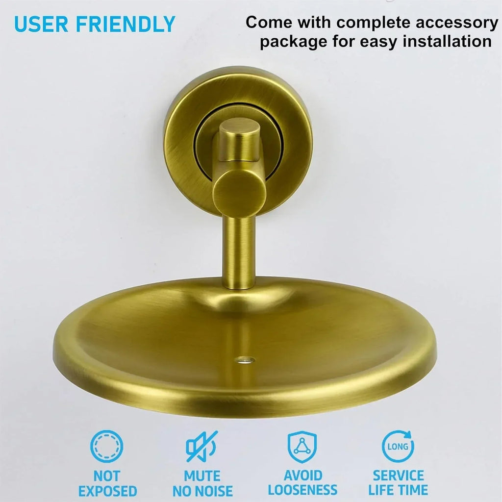 Round Stainless Steel Wall Mounted Soap Dish Gold-4
