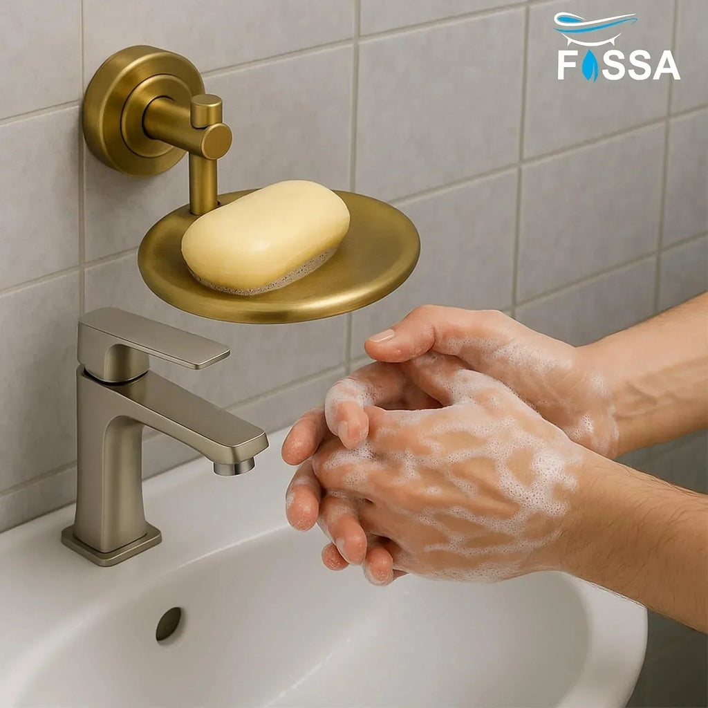 Round Stainless Steel Wall Mounted Soap Dish Gold-1