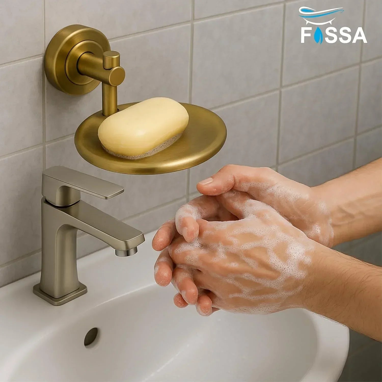 Round Stainless Steel Wall Mounted Soap Dish Gold-1