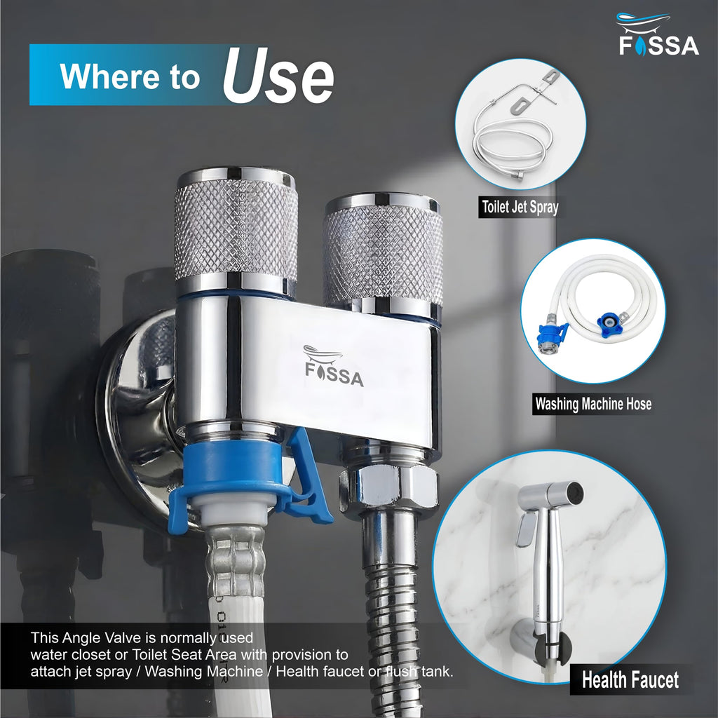 2 Way Galaxy Silver SS Washing Machine Angle Valve with Nozzle-4