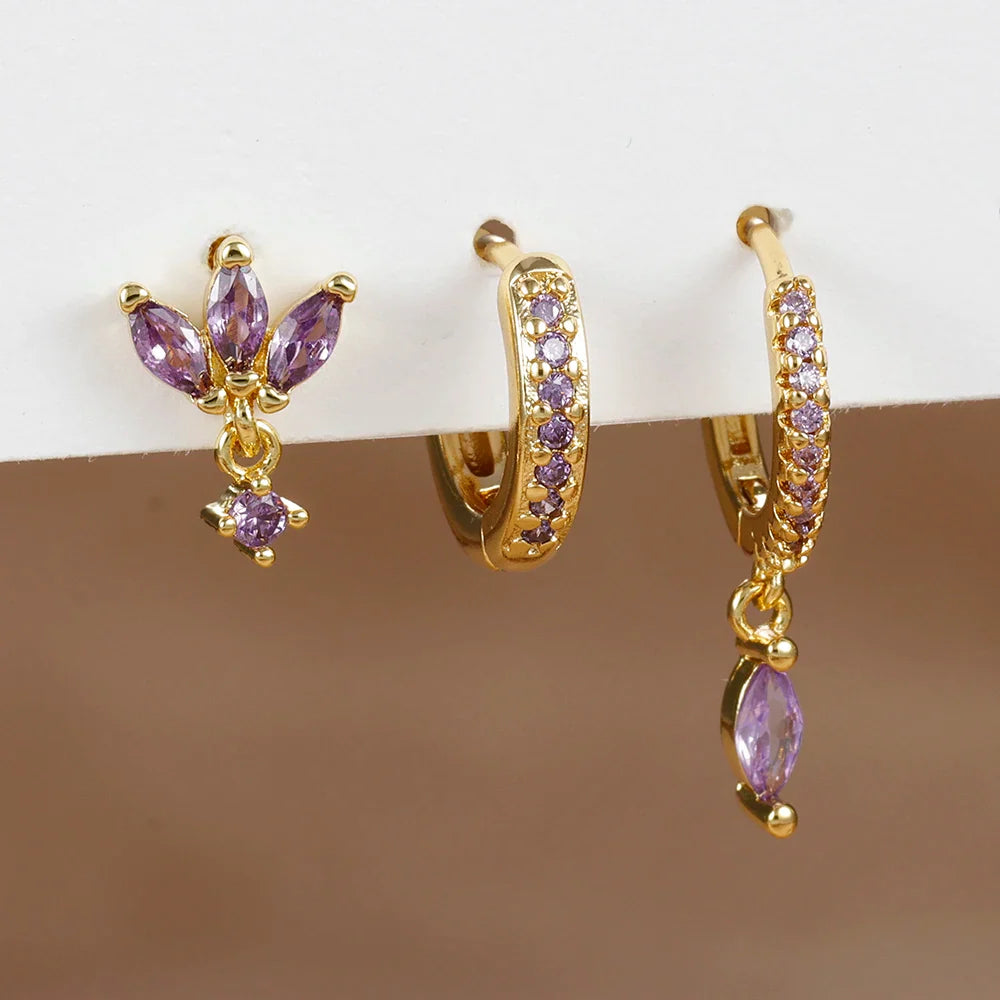 3PCS Horse Eye Zircon Stud Earrings-10