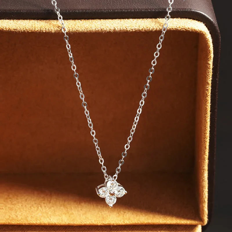 1CT Flower Moissanite Pendant Necklace | Sterling Silver for Women