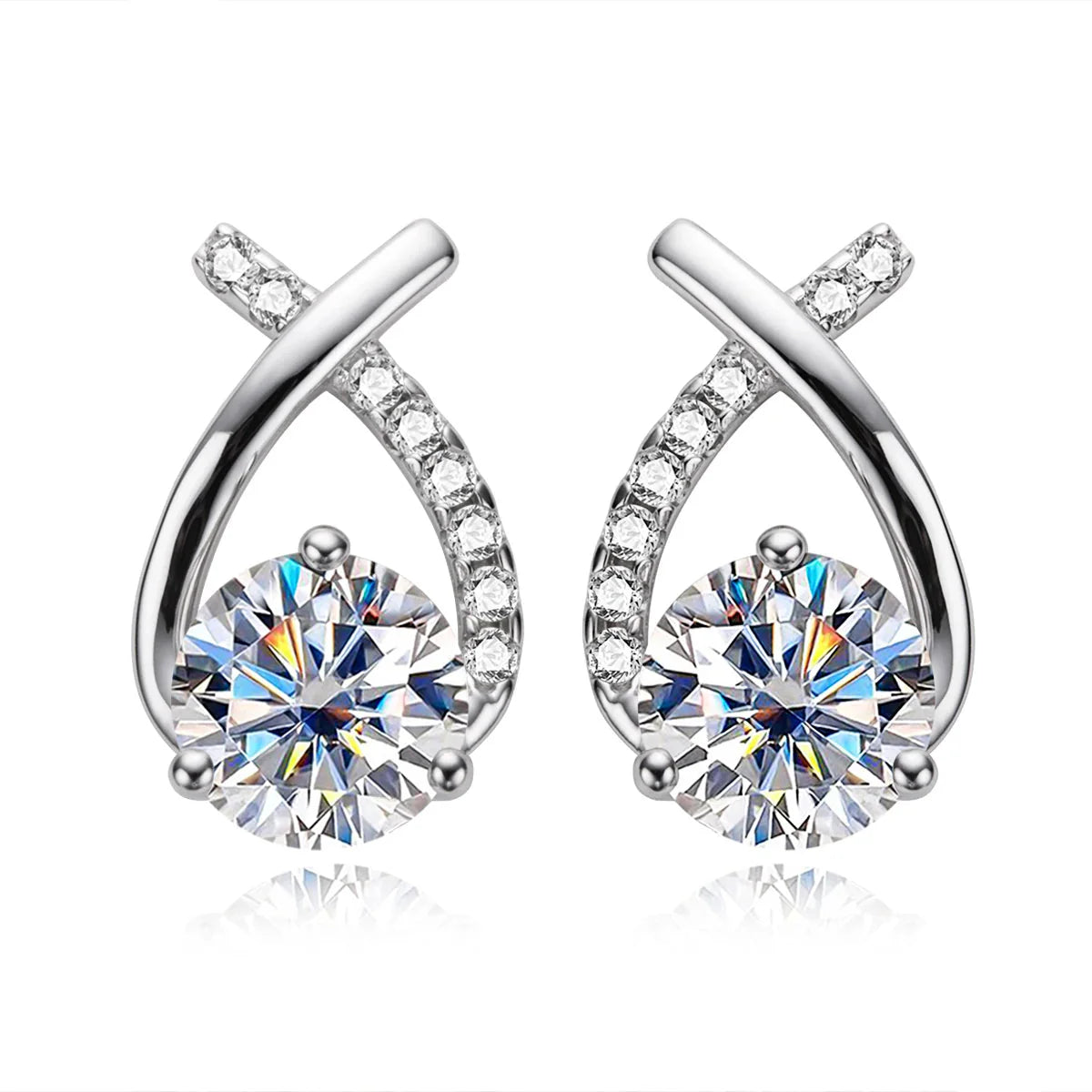 4 CTTW D Color Moissanite Stud Earrings-0