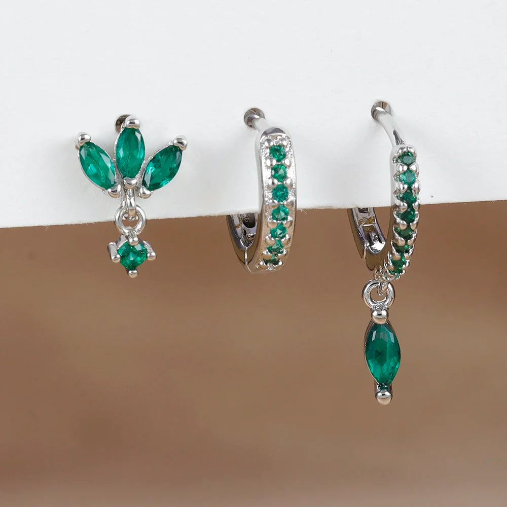 3PCS Horse Eye Zircon Stud Earrings-11