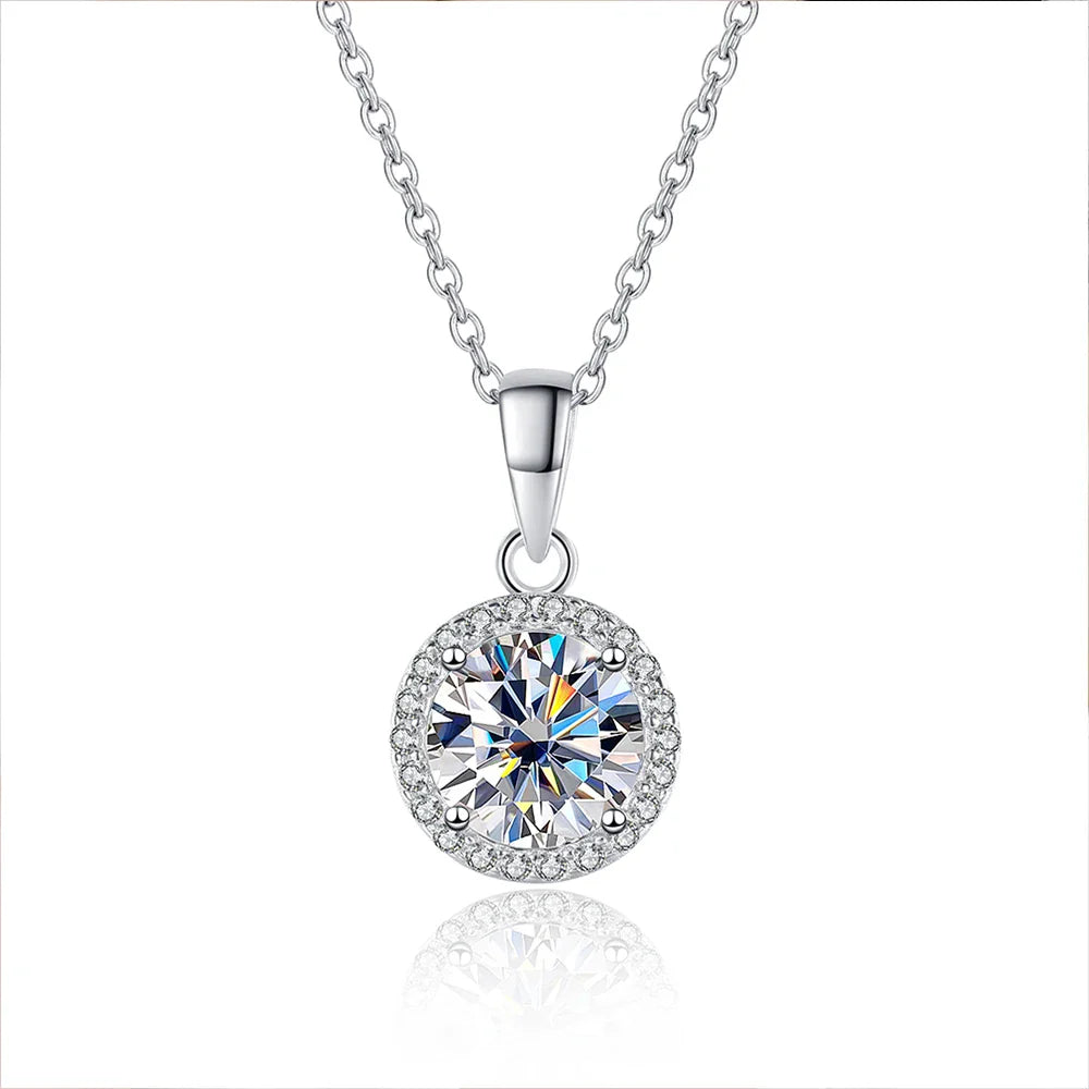 1CT Moissanite Diamond Pendant Necklace for Women
