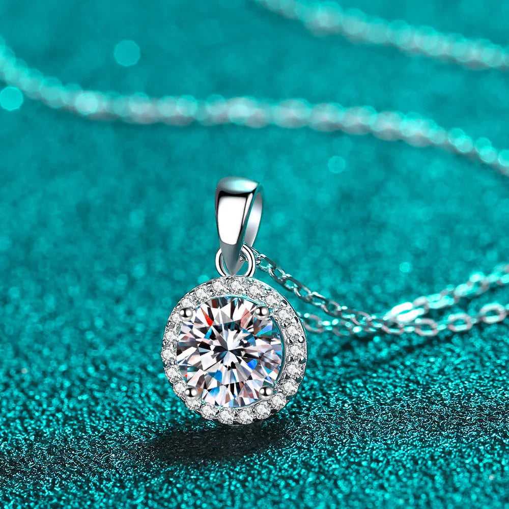 1CT Moissanite Diamond Pendant Necklace for Women