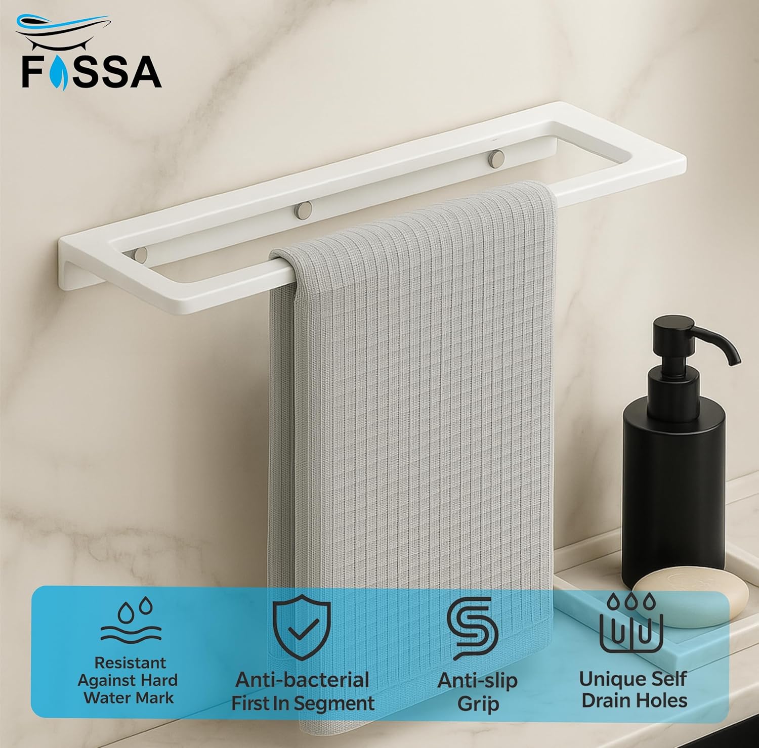 Ceramic Wall Mounted Towel Shelf White Quartz (RW-126)-2