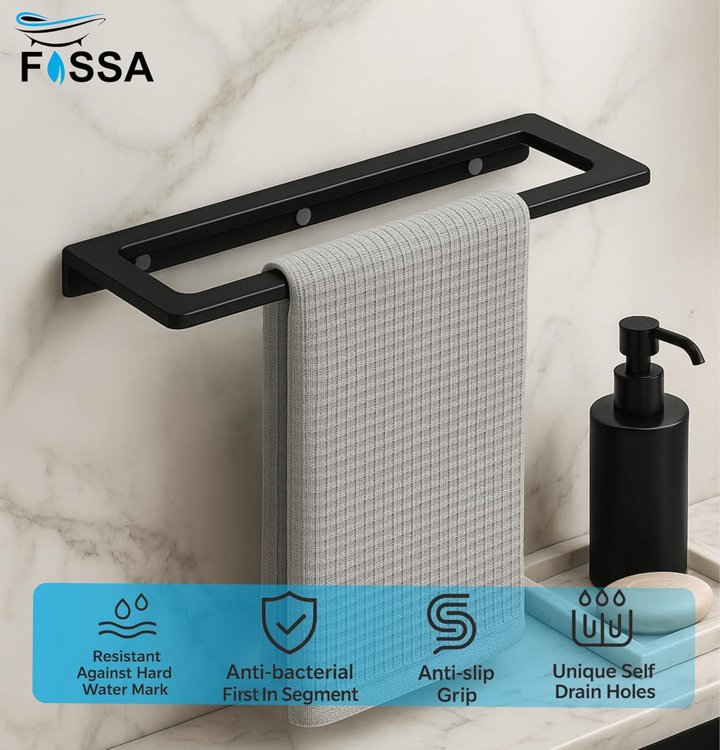 Ceramic Wall Mounted Towel Shelf Black Quartz (RB-126)-2