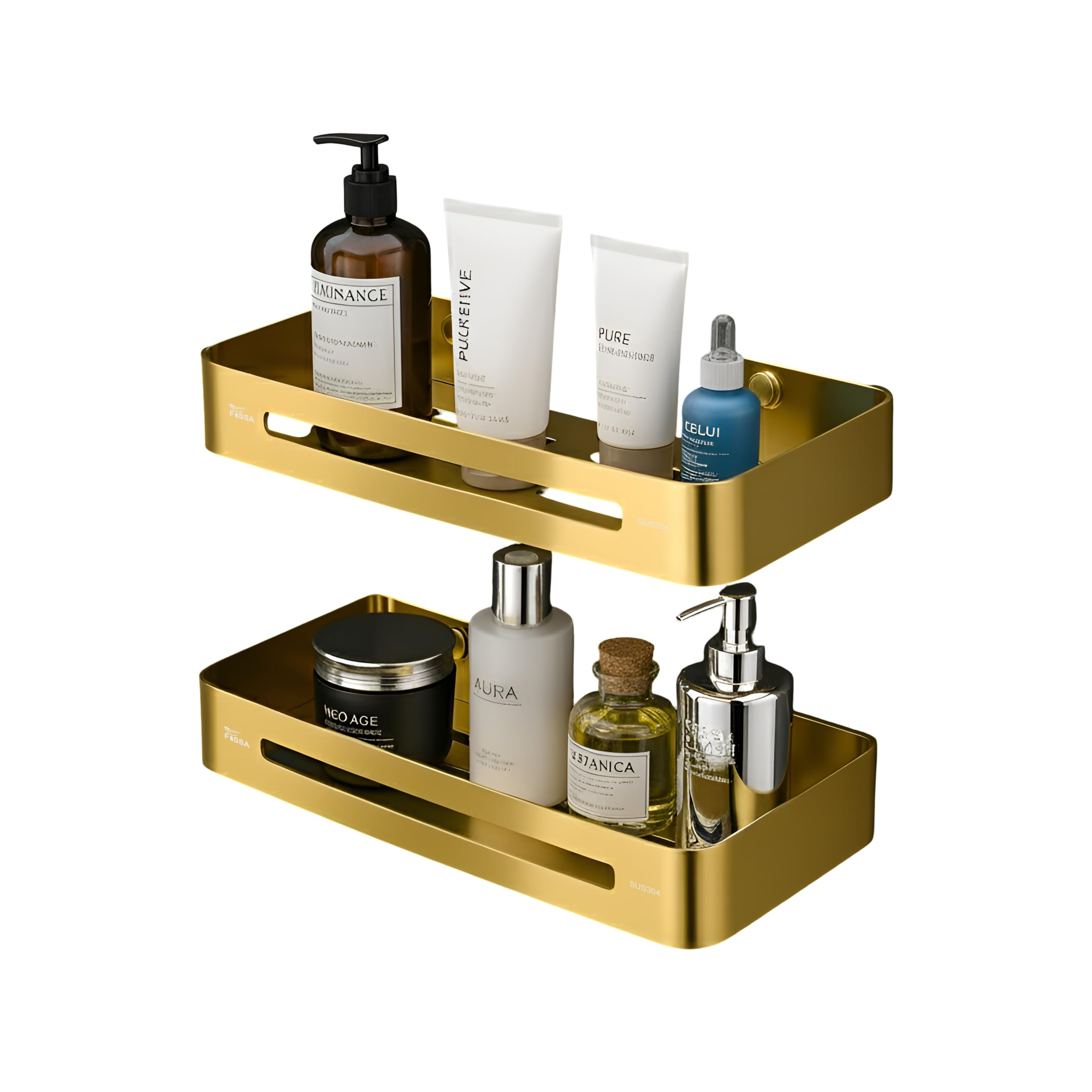 Square Stainless Steel Corner Shelf  (Gold) 2 set-0