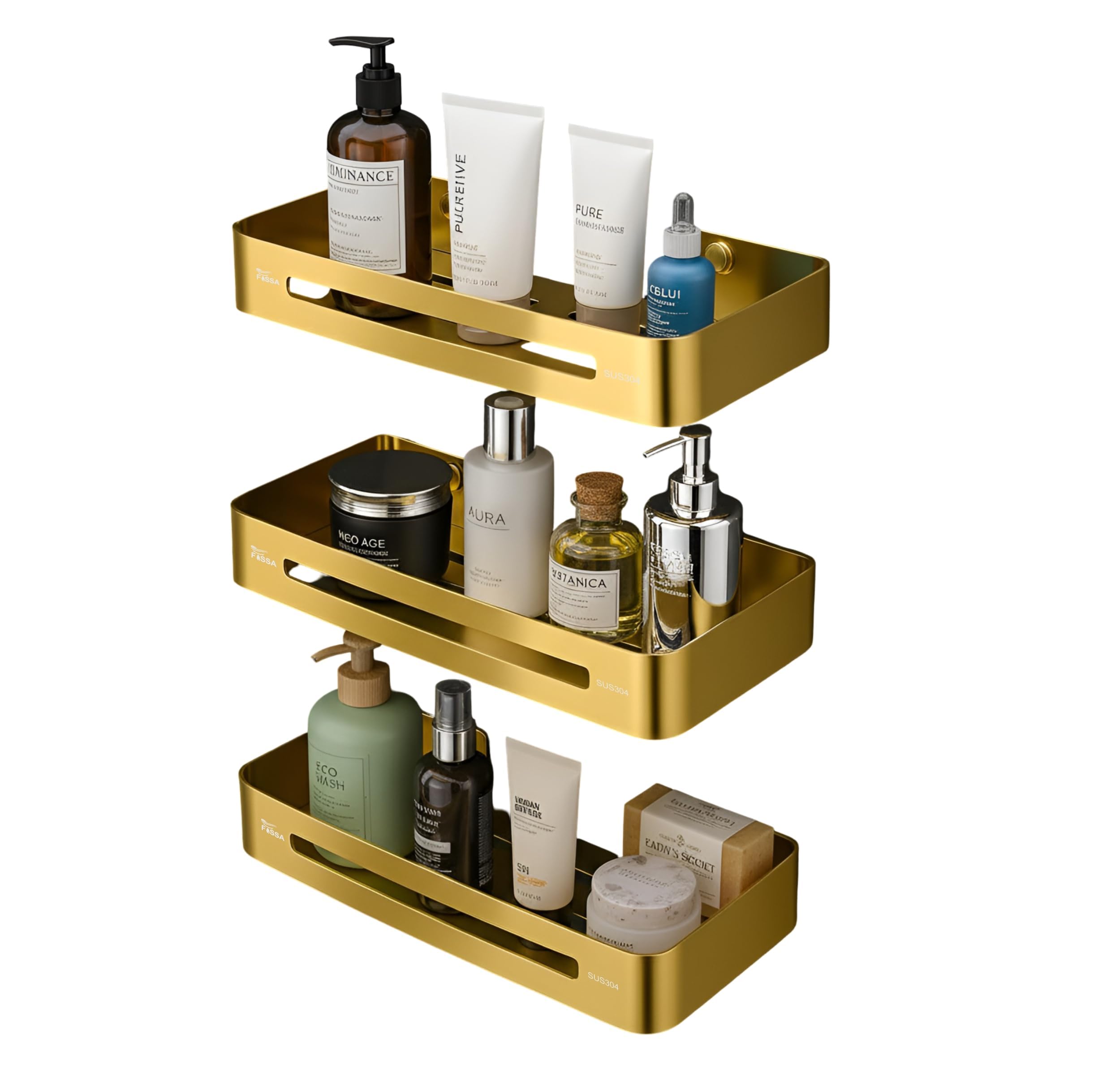 Square Stainless Steel Corner Shelf (Gold) 3 set-0