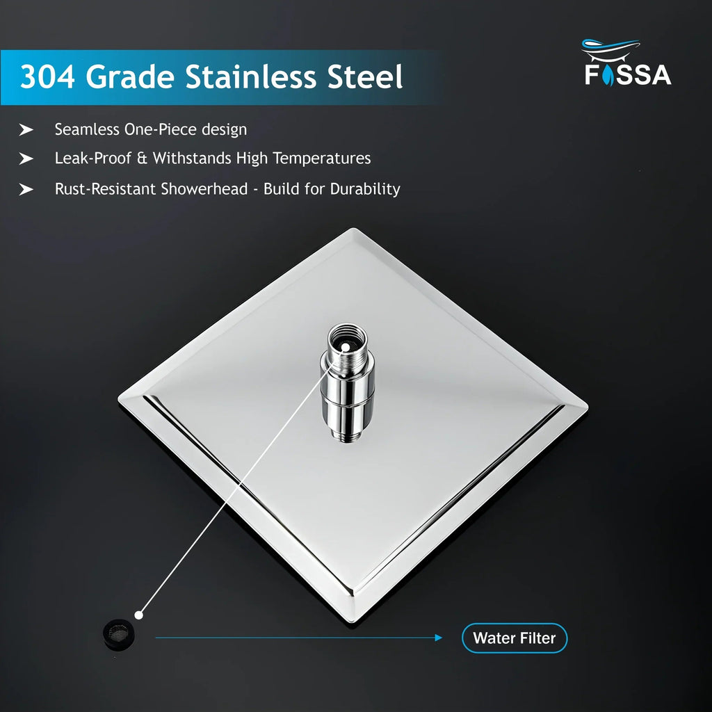 Ultra (6x6 Inches) 304- Grade Stainless Steel Chrome Finish Overhead Shower With Arm (12 Inch)-4